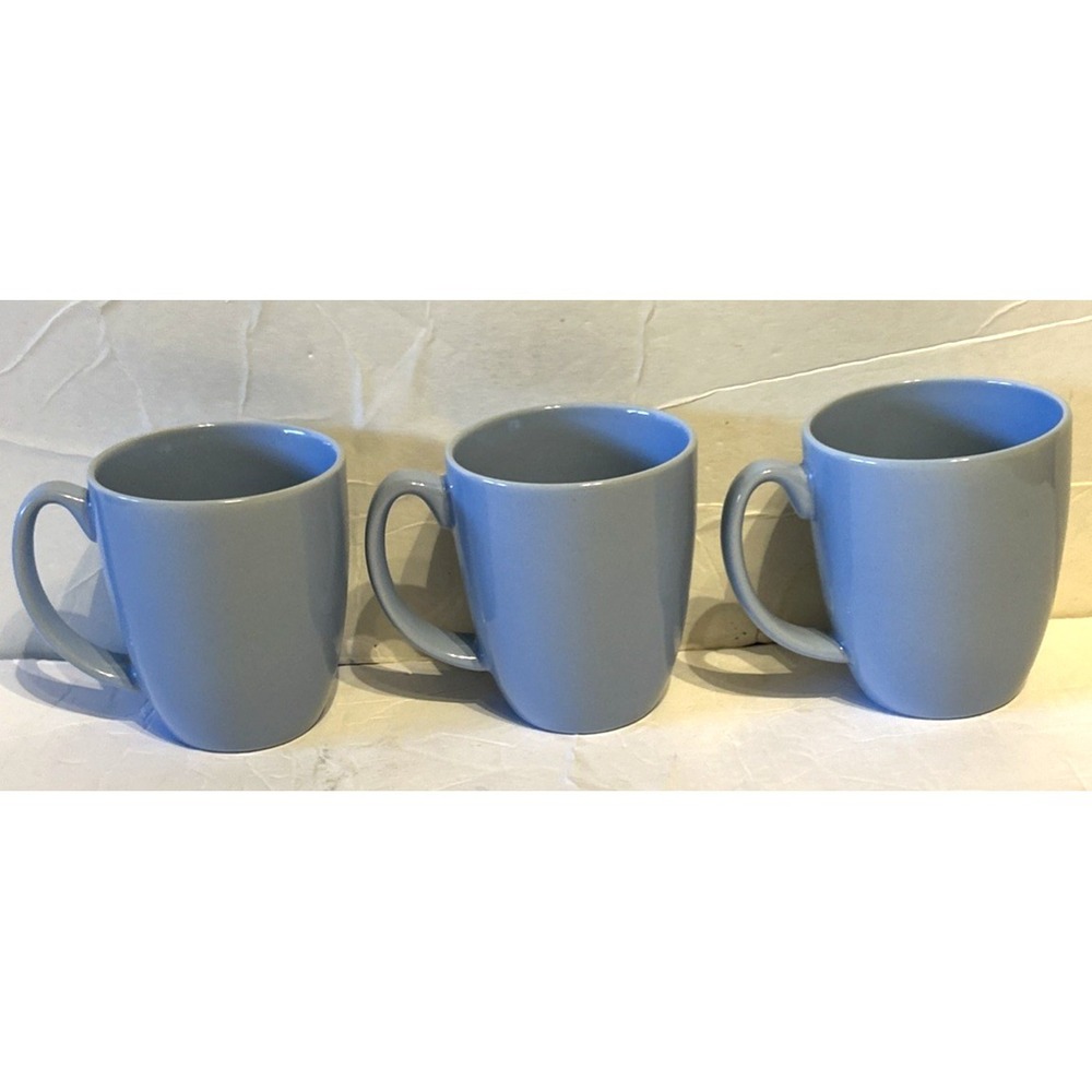 Corelle Coordinates Light Blue Periwinkle Stoneware 12oz Coffee Cups CLEAN Lot 3